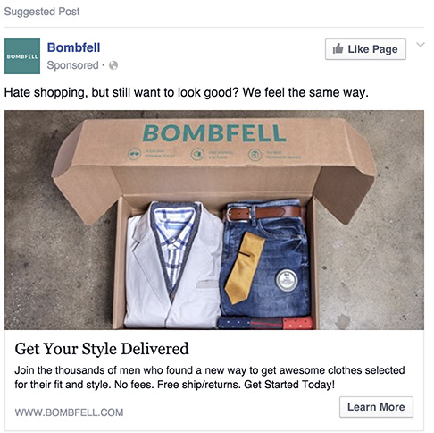 Bombfell Facebook Ad